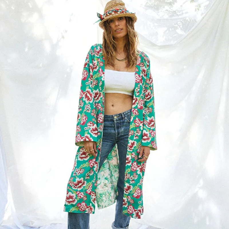 Jarry Kimono (Green Floral Print)